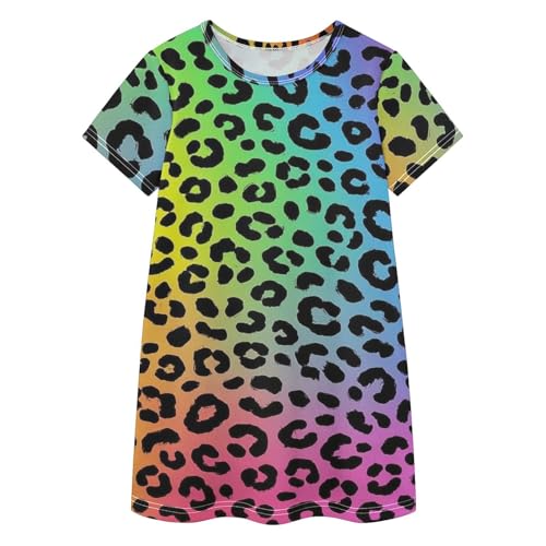 Vestidos de manga corta para niñas ropa casual con estampado arcoíris 2-8 años