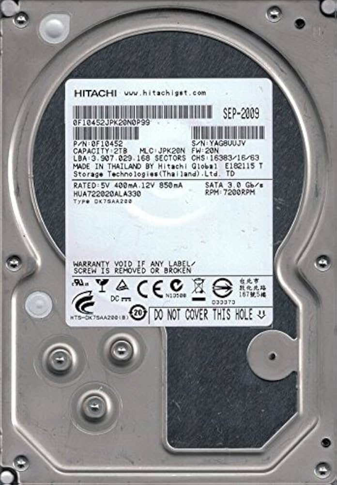 Amazon.com: HUA722020ALA330 P/N: 0F10452 MLC: JPK20N Hitachi 2TB