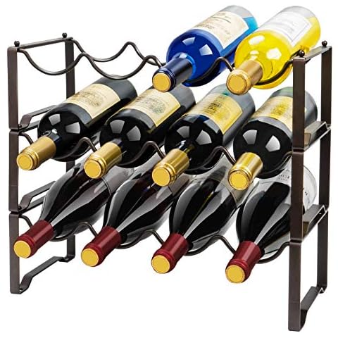 3 Tier Stackable Wine Rack Freestanding 12 Bottles Organizer Holder Stand Countertop Liquor Storage Shelf Cover