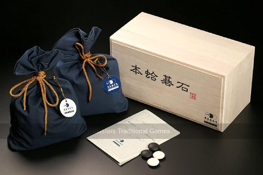 Kurokigoishiten Blue Label Clamshell and Slate Go Stones - 8mm