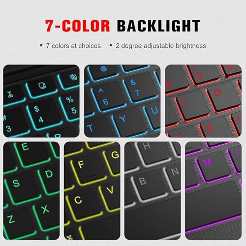 Image of ProElite TouchPad Keyboard case for OnePlus Pad 4 13.2 inch, Magnetic Detachable Wireless Bluetooth TouchPad Keyboard OnePlus Pad 4 13.2 inch (Built-in 7-Colors Backlit), Dark Blue