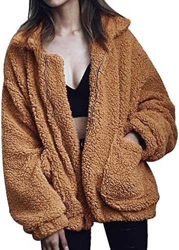 Comeon Women's Faux Fur Jacket Shaggy Jacket Winter Fleece Coat Outwear Shaggy Shearling Jacket