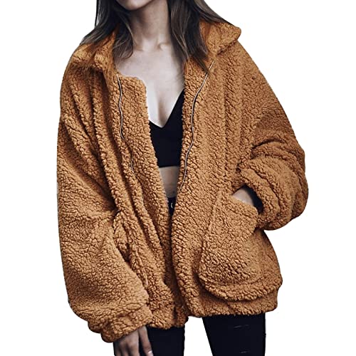 Comeon Women's Faux Fur Jacket Shaggy Jacket Winter Fleece Coat Outwear Shaggy Shearling Jacket #TOP9