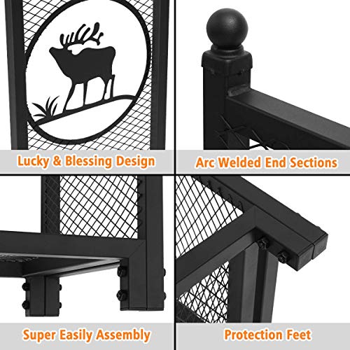 KINGSO 4ft Firewood Rack Outdoor Premium Heavy Duty Mesh Log Rack Firewood Storage Rack Holder Steel Tubular Fire Wood Rack for Patio Deck Log Storage Stand for Indoor Outdoor Fireplace Tool