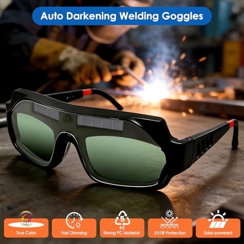 Image of DEECOZY Auto Darkening Welding Goggles, True Color Solar Powered Welding Glasses with Adjustable Eye Legs, Comfortable Welding Safety Mask Anti-Flog Anti-glare Goggles for Grinding Welder