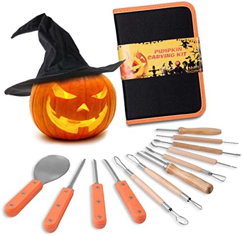 Snowcinda Pumpkin Carving Kit, Includes 12 Pcs Stainless Steel As a Carving Set for Pumpkin Halloween Decoration Kit Easily Sculpting Jack-O-Lanter Halloween Set