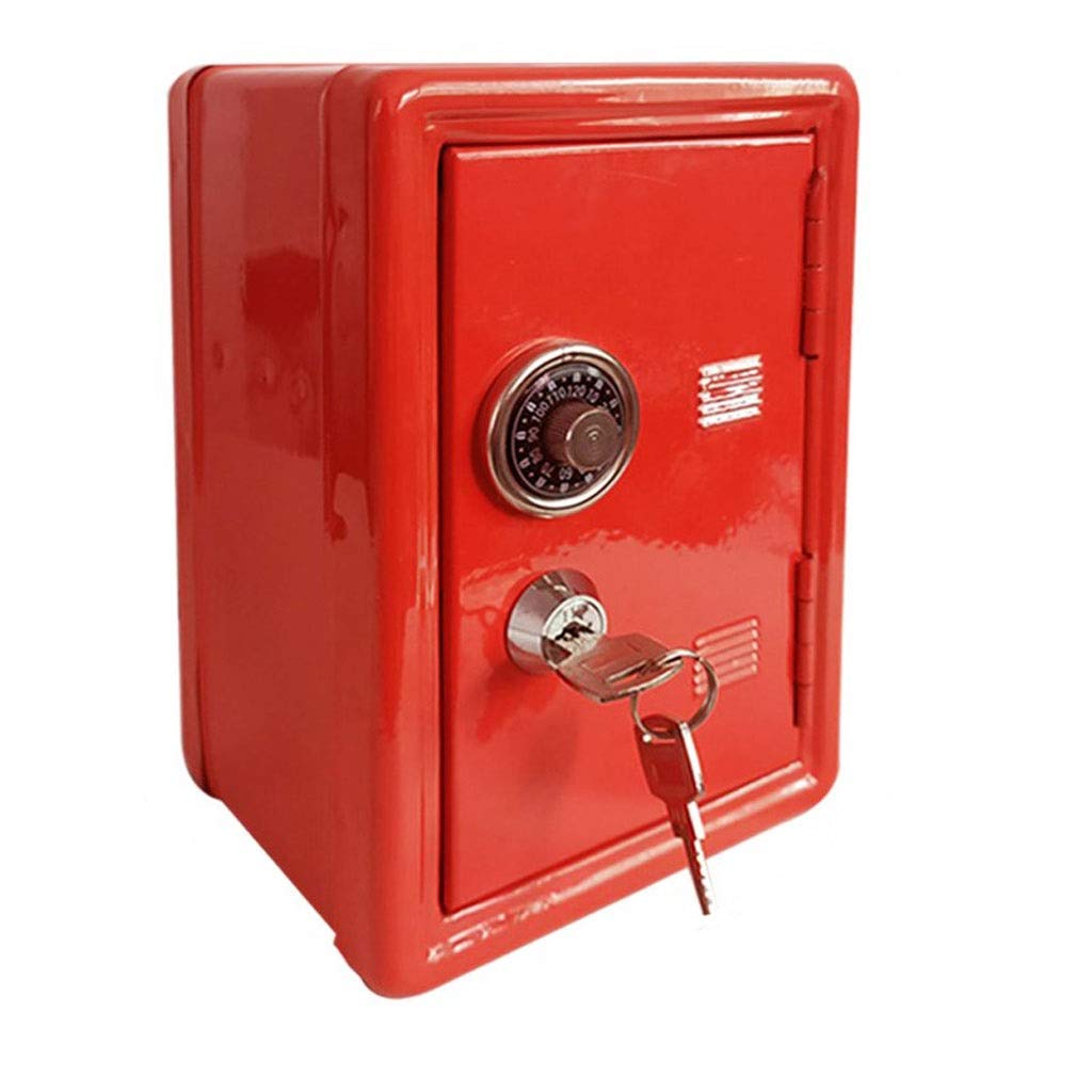 Safe Coin Money Box With Password Key Lock Children Adults Counting Piggy Bank Great for Any Child Kids' Banks(Red)