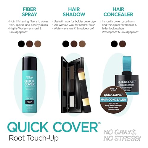 Red by Kiss Corretivo de cabelo Quick Cover, retoque temporário da raiz, cobertura cinza de precisão
