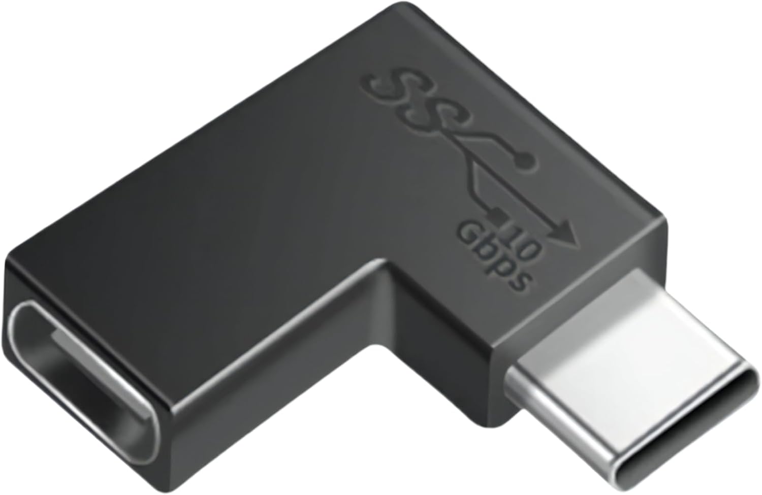 CNCTWO USB Type C (Female/Male) USB 3.2 Transfer Rate 10 GBps, 30 V Capacity, 5A Power, 90° Right Angle Adapter, C2UCL