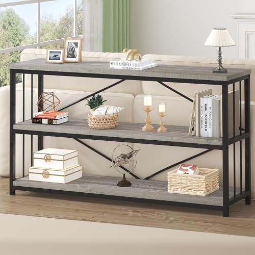 HSH 63-Inch Wooden Grey Horizontal Bookshelf