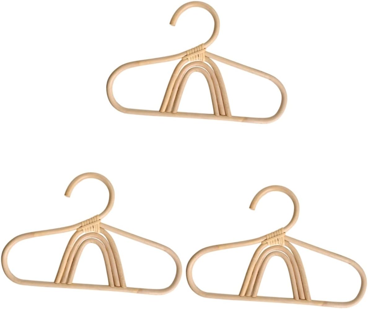 3pcs Rattan Clothes Hangers for Boy Girl Boy Girl Coat Hangers Compact Design for Nursery Organization for Closet Photoshoots