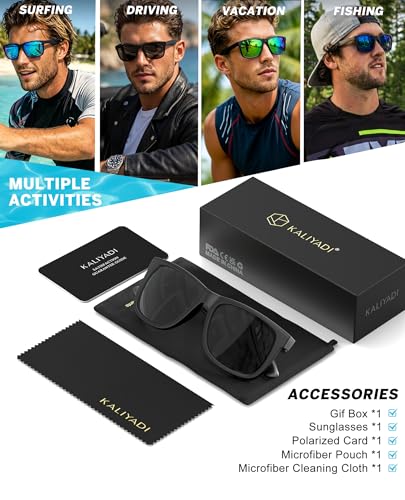 Image of KALIYADI Sunglasses-Men Polarized-Sunglasses for Men: Classic Sun Glasses for Driving Fishing Golf with UV400 Protection