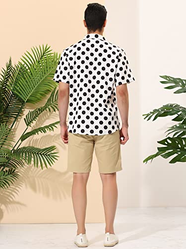 Lars Amadeus Men's Summer Polka Dots Shirt Button Down Short Sleeves Pattern Hawaiian Shirts Small White #TOP4