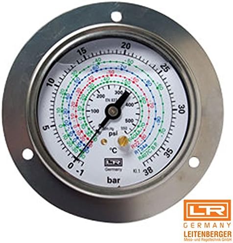 Leitenberger MGH HVAC Pressure Gauge - Manometer - R134a/R404a/R22 63 Refrigeration Parts (D.80 Low Pressure -1/+18 bar 14,50/260 psi)