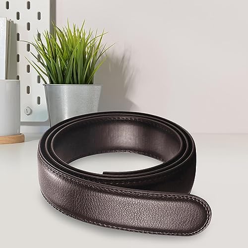 jojomis PU Leather Ratchet Belt Without Buckle Automatic Belt Men's Replacement Strap Waist Belt Fit Jeans Brown 1.38inchx47.24inch2