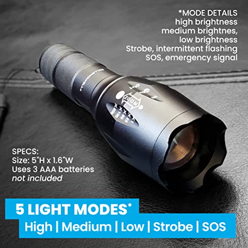 TacLight Tactical Flashlights, 3 Pack Zoomable Waterproof Flashlight Camping, LED Flashlight, Torch Light, Lampe De Poche, Heavy Duty Flash Light, Emergency Flashlight AS SEEN ON TV… by Bell+Howell - Image 7