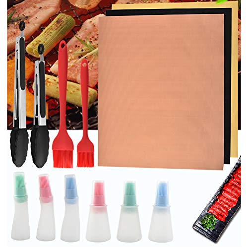 Good 3 peças de tapetes de churrasqueira resistentes ao calor antiaderentes de fibra de vidro para a