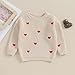 Karwuiio Toddler Baby Girl Boy Knit Sweater Long Sleeve Heart Sweater Infant Warm Fall Winter Pullover Sweatshirt Knitwear (Khaki Red Heart, 5-6 Years)