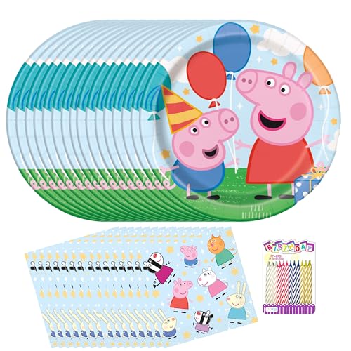Décorations anniversaire Peppa Pig pour filles avec assiettes et bougies de fête
