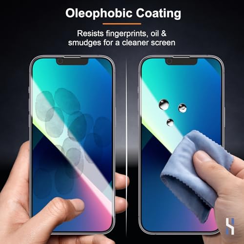 Image of Privacy Tempered Glass for iPhone 13 | 13 Pro | 14 | 16e | 17e (6.1 Inch) Military Grade 9H Screen Guard, Anti-Scratch, Shatterproof, Edge-to-Edge Full Coverage - Black Border
