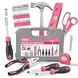 Hi-Spec Tool Kit, General Household Hand Tool Set with Toolbox Storage Case, All-in-One Compact Toolkit for DIY & Dorm Use, Pink