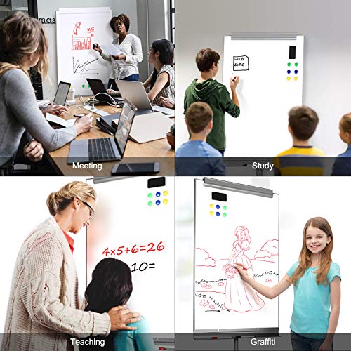 Tsj Office Mobile Standing Whiteboard - 40 X 26 Inches Dry Erase White Board Tripod Whiteboard With Rolling Stand Flipchart Easel Height Adjustable #TOP1