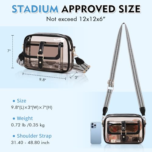 Clear Bag for Stadium Events, Clear Purses for Women, Small Crossbody Purse for Concerts Sports Events Festivals3