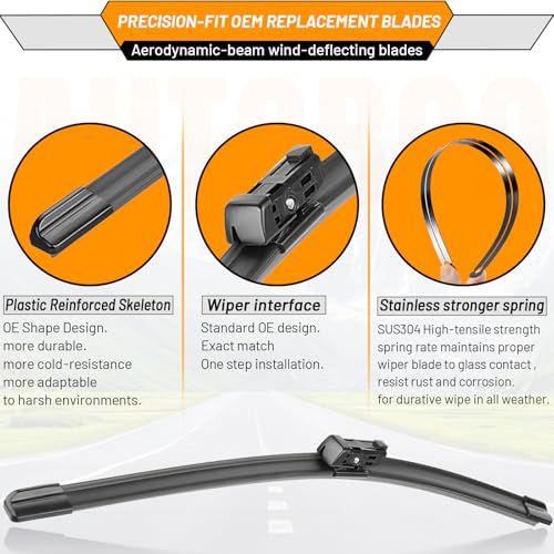 Image of OEM Windshield Wiper Blade Replacement for Audi Q7 SQ7 2017 2018 2019 2020 2021 2022 2023 Original Equipment All-Season Rear Wiper Blade Set 27+20+15 (Set of 3)