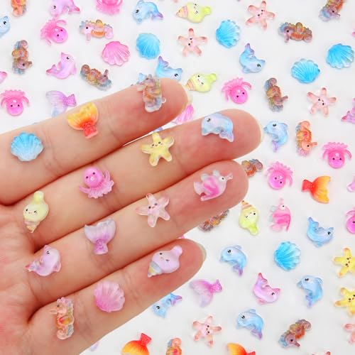 200 Pcs Ocean Mini Resin Animals, Tiny Sea Animal Figurines Miniature Plastic Figures for Dollhouse Fairy Garden Accessories Aquarium Decor DIY Crafts...