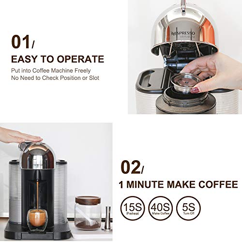 Anself Cápsulas de café de aço inoxidável Vertuoline Pod Filters Cup 70 ml Volume de fermentação Reu