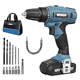 WESCO Akkuschrauber Akkubohrer 18V Akku Bohrer Schrauber Bohrschrauber Schlagbohrschrauber Drill Driver Set Drehmoment-Aufsatz 14 Bits Bit Bohrer 28Nm Max Drehmoment mit Akku Ladegerät und Tragetasche