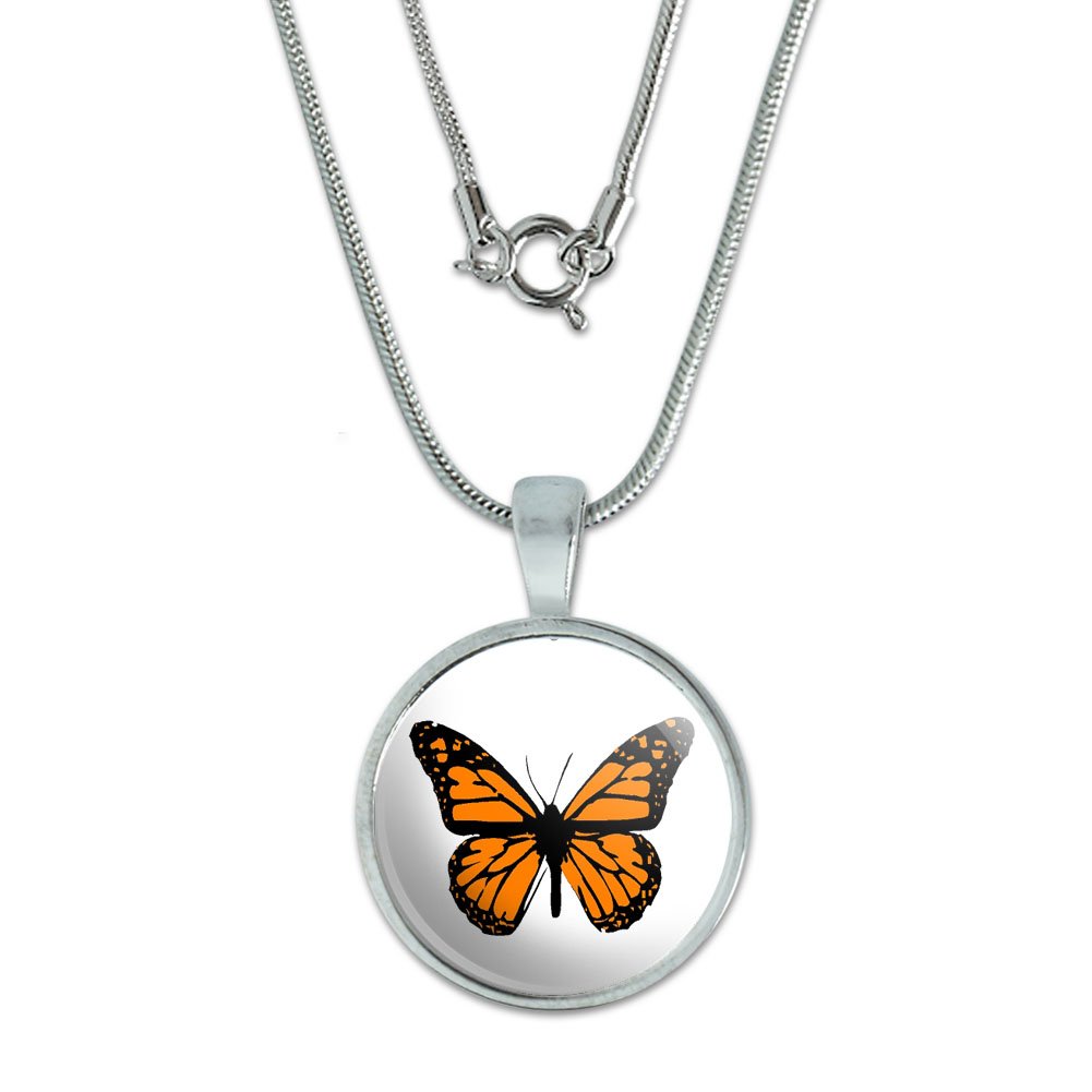 Monarch Butterfly Pendant with Sterling Silver Plated Chain