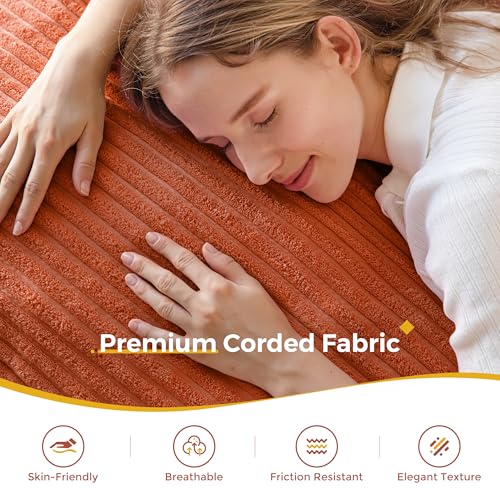 Image of MAXYOYO Giant Bean Bag Chair with Pillow, 3 in 1 Convertible Bean Bag Chair for Adults with Washable Cover, Removable Floor Cushion Stuffed Floor Lounger for Living Room Bedroom, Orange, Full