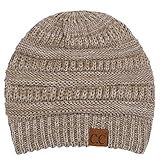 Picture of C.C Exclusives Cable Knit Beanie - Thick, Soft & Warm Chunky Beanie Hats (2 Tone Taupe)