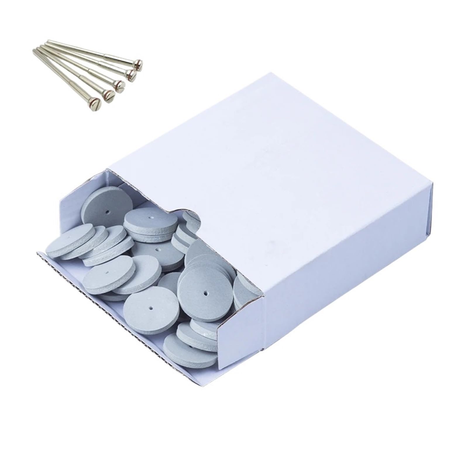 100 Pezzi Di Ruote For Lucidatura Dentale, Frese, Ruote For Lucidatura In Gomma Siliconica + 5 Pezzi Di Mandrino For Dischi Diamantati For Materiali Da Laboratorio Dentale(Gray)