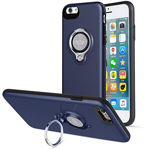ICONFLANG Compatible Phone case for iPhone 6 Plus Case with Ring Kickstand, 360 Degree Rotating Ring Grip Case for iPhone 6 Plus Dual Layer Shockproof Impact Protection iPhone 6+ Case (Dark Blue)