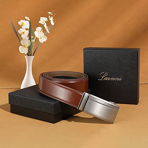 Image of Lavemi Men's Real Leather Ratchet Dress Belt with Automatic Buckle,Elegant Gift Box