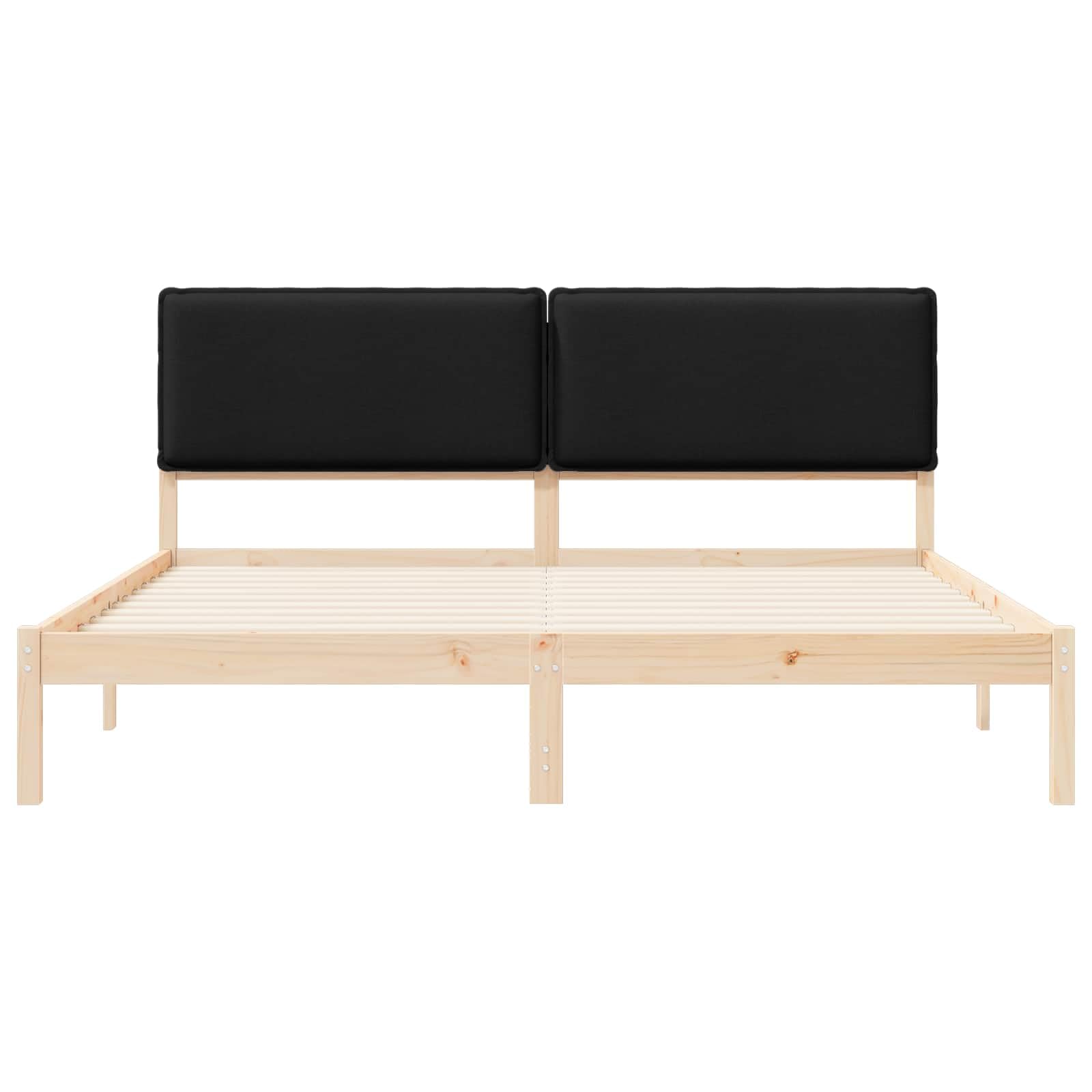 Drewniany z tapicerowanym wezgłowiem nowoczesny Czarny 200x200 cm | Ramka łóżka z tapicerowanym wezgłowiem Czarny 200x200 cm Drewniana Rama Stelaż z Zagłówkiem do Sypialni Nowoczesna Miękka