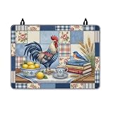Copertura superiore per stufa elettrica, copertura superiore per stufa elettrica, rustica, limoni, libri, raccolta, blu, lavabile, impermeabile, decorazione per cucina camper elettrica, 71 x 50 cm