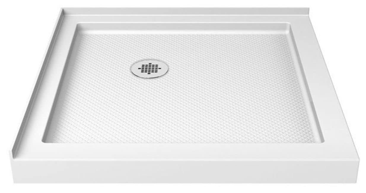 DreamLine SlimLine 42 in. D x 42 in. W x 2 3/4 in. H Double Threshold Shower Base in White, DLT-1042420