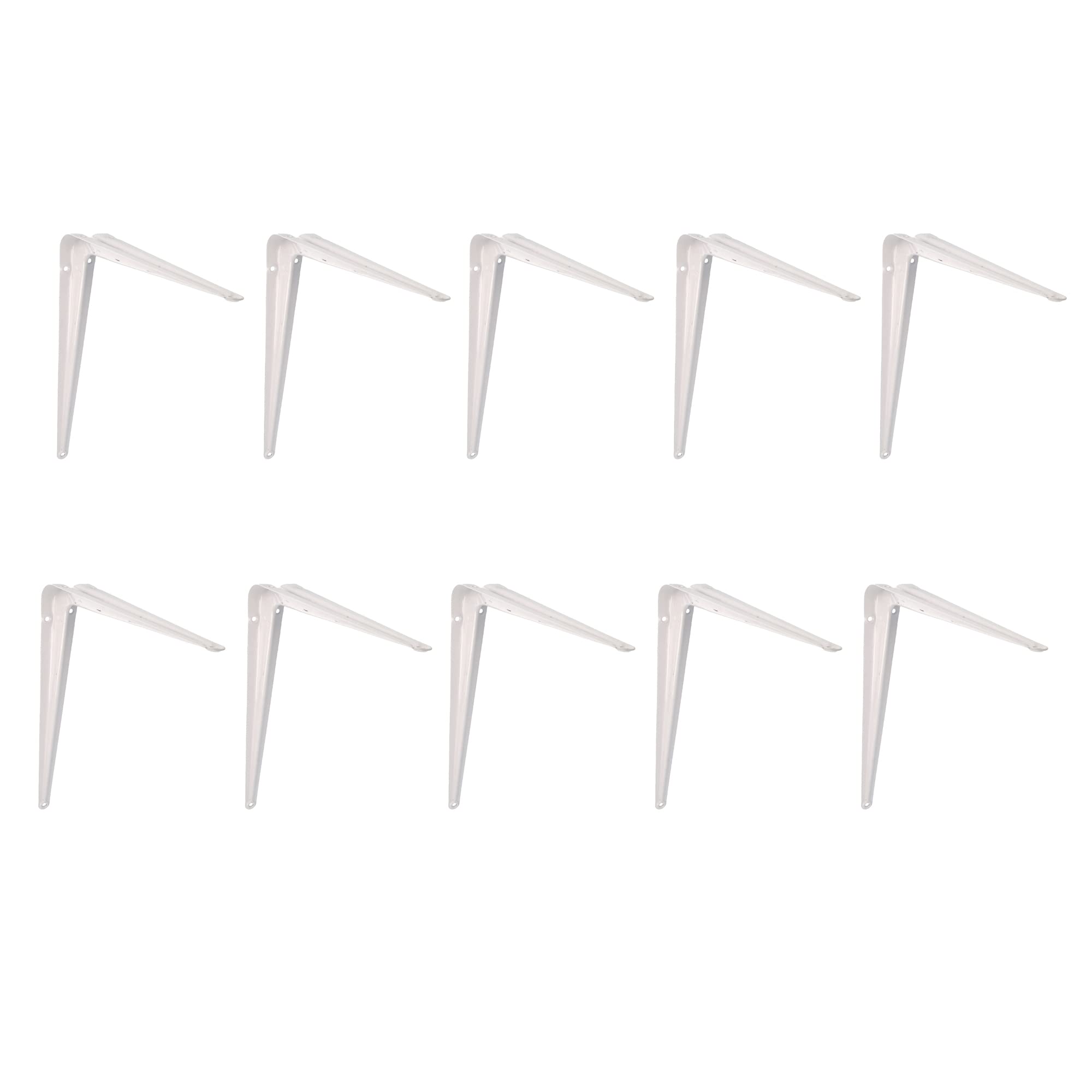 Amig - Lot de 10 Équerres d'étagère murale | Console pour étagère | Support étagère en Acier | Coleur: Blanc | Dimensions: 400 x 350 | Poids max.: 40 kg