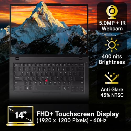 Image of Lenovo ThinkPad T14 Gen 5 Business Laptop 14 inch FHD+ Touchscreen IPS Display, Intel Ultra 5 135U, 64GB DDR5 RAM, 1TB SSD, 5MP FHD Webcam, Backlit KB, Wi-Fi 6E, 2 Thunderbolt 4, AI PC