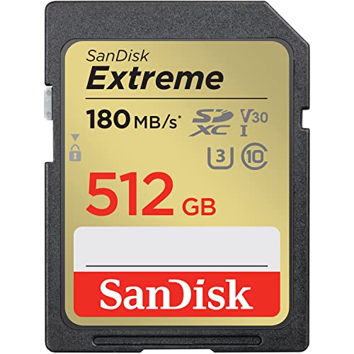 Image of SanDisk 512GB Extreme SDXC UHS-I Memory Card - C10, U3, V30, 4K, UHD, SD Card - SDSDXVV-512G-GNCIN
