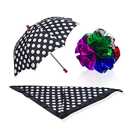 Polka Dot Silk and Umbrella Sets Magic Tricks Magician Stage Illusion Gimmick Mentalism Scarves Appear Umbrella Flower Ball Magic