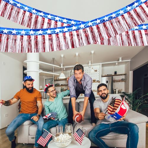 3-Pack10ft-American-Stars-and-Stripes-Flag-Banner-4th-of-July-Red-White-and-Blue-Fringe-Banner-for-Independent-Day-Memorial-Day-Veterans-Day-Patriotic-Party-Indoor-Outdoor-Hanging-Decorations 3 Pack10ft American Stars and Stripes Flag Banner 4th of July Red White and Blue Fringe Banner for Independent Day Memorial Day Veterans Day Patriotic Party Indoor Outdoor Hanging Decorations