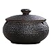 Hoobar Ceramic Ashtray with Lid,Windproof,Ash Holder for Smokers,Desktop Smoking Ash Tray for Home Office Decoration Black