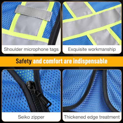 Image of Class 2 Safety Vest with Zipper Front and multiple Pockets, High Visibility Vest, Meets ANSI /ISEA Standards