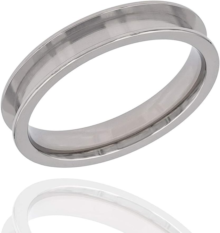 Ring Core Blank for Inlay Ring Jewelry Making - Tungsten, Ceramic - 8mm Wide, 4mm Channel