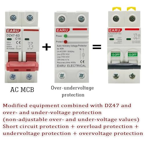Disjoncteur AC MCB Type C courbe C monophasé 6A à 63A compact - 6