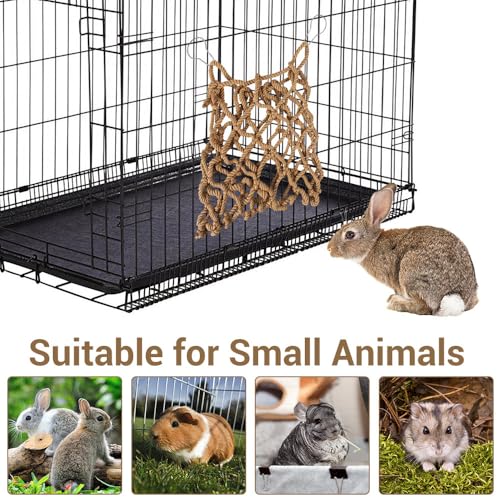 Kaninchen Futternetz, 2 Stück Hasen Heunetz zum Aufhängen, Multifunktional Futterspender für Hähnchen Küken Hasen Kanichen Geflüge Meerschweinchen